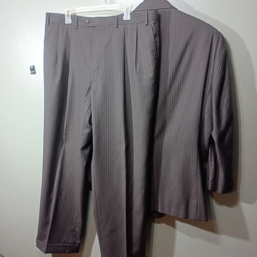 Lauren Ralph Lauren Suit, Men 40x28 Brown Pinstripe 2-Piece Blazer Trousers